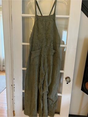 Free People gauzy wide leg overalls